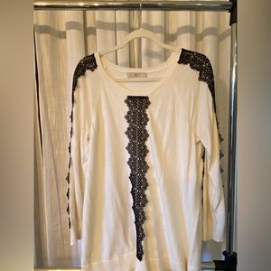Sweater with black lace detail